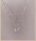 Silver Butterfly Layered Necklace