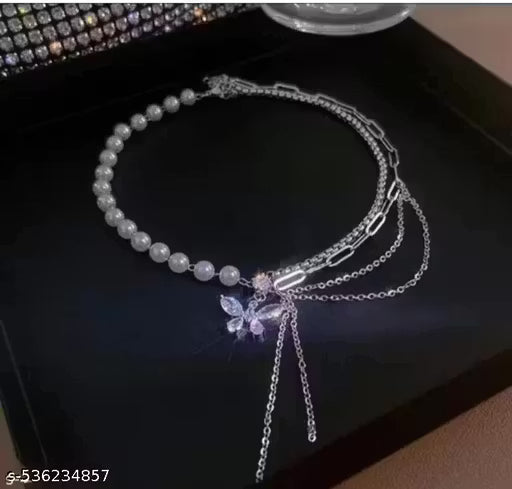 Korean Butterfly Pearl Necklace