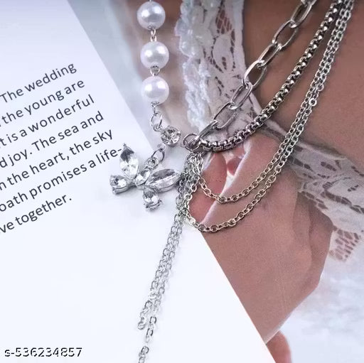 Korean Butterfly Pearl Necklace