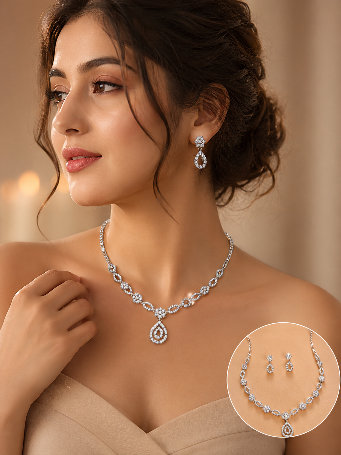 ✨ Royal Bloom Diamond Necklace Set